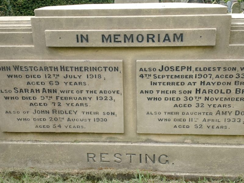 Harold B Hetherington Hexham Cemetery 47